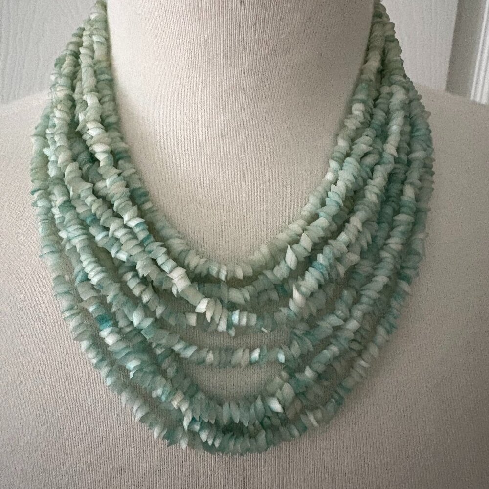 Vintage Mint Green Dyed Glass Cascade Necklace